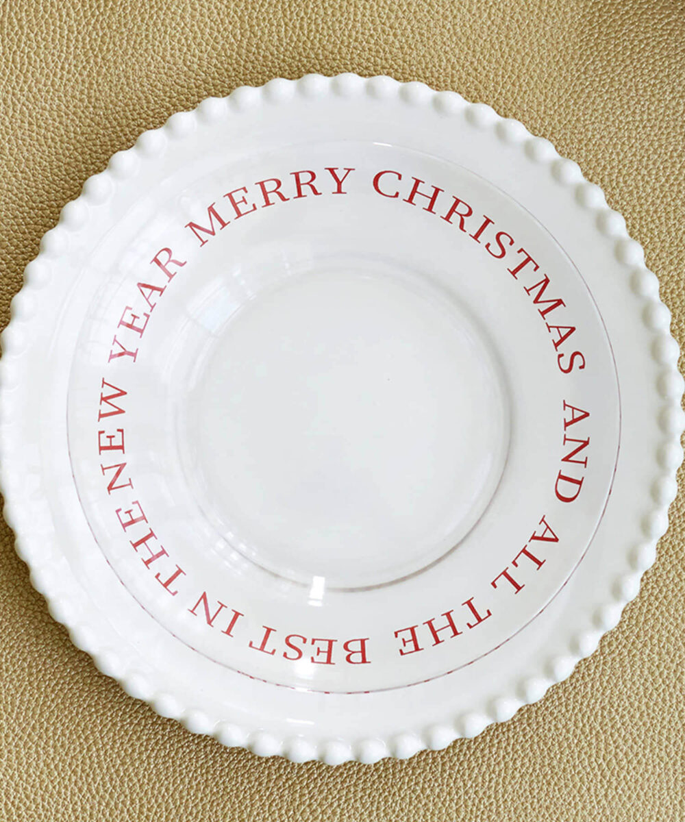 【クリスマスの食卓】レタリングガラスプレート：15.7cm 商品画像