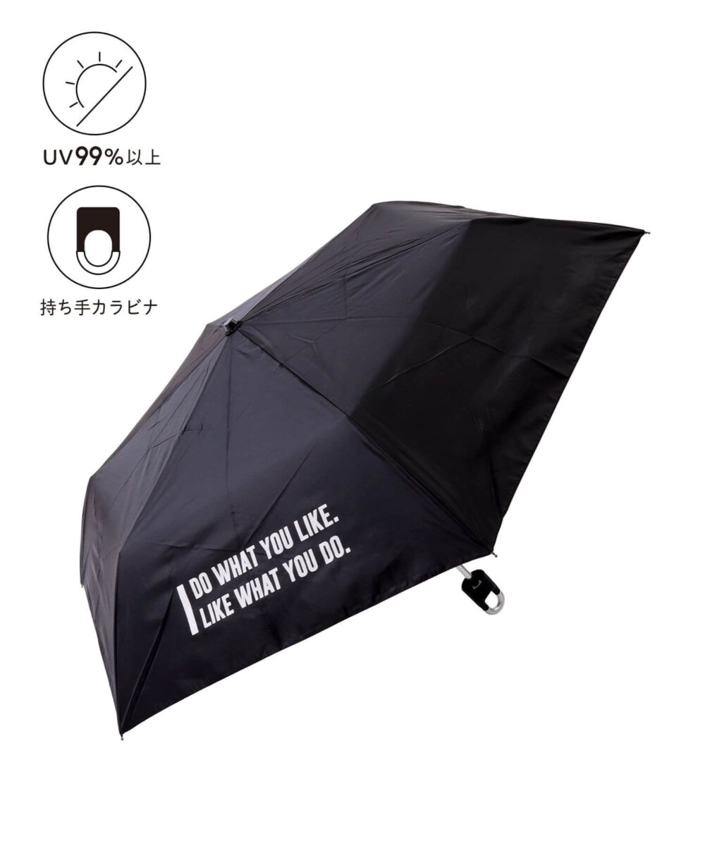 晴雨兼用折傘カラビナ持ち手（ブラック）商品画像
