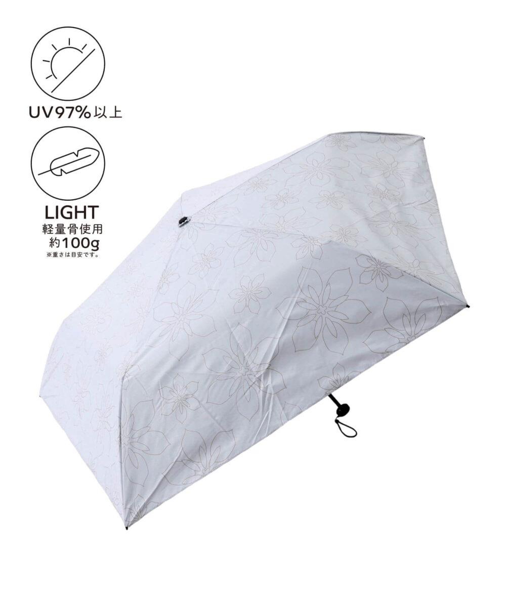 晴雨兼用軽量折傘フラワー（アイボリー）商品画像