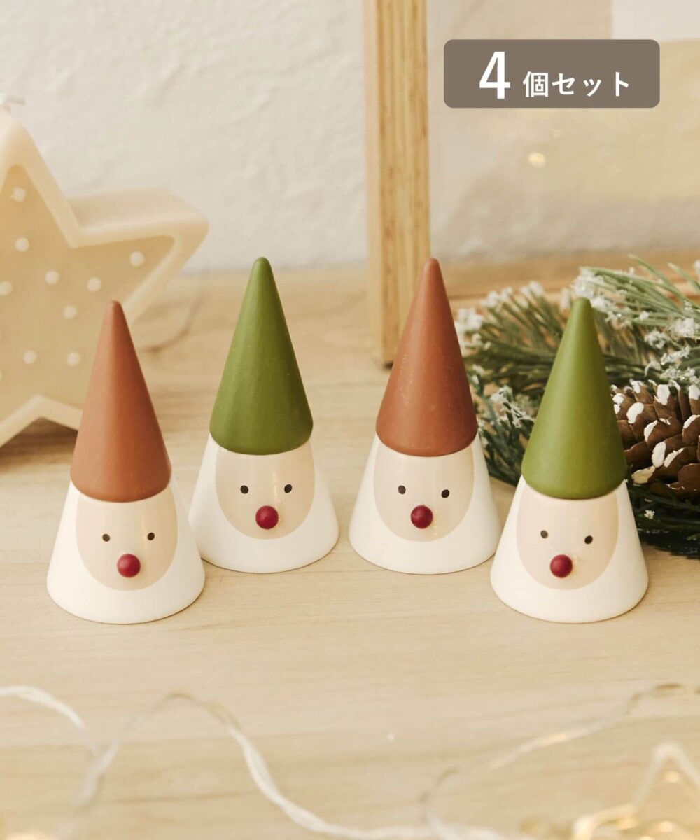 【Natural Christmas】木製サンタオブジェ4個セット：Sサイズ 商品画像