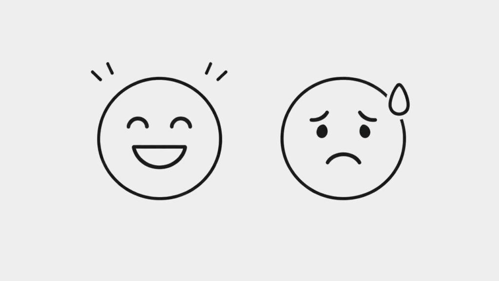 向いている人・向いていない人を表す表情アイコンの線画イラスト